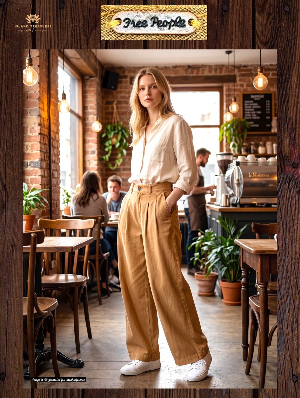 NWT Free People Sz 0 Pleated High Rise Wide Leg Trousers Herringbone Twill Camel